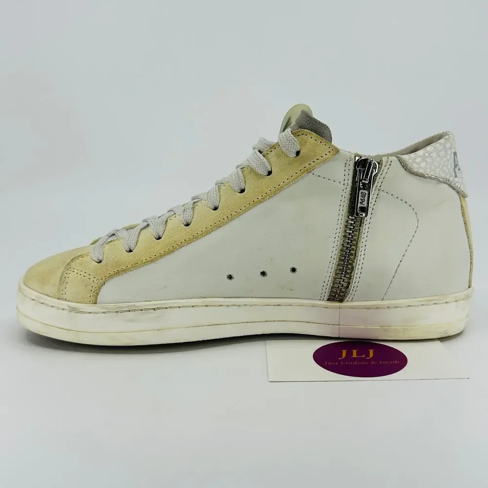 P448 Women's John White Leather Skate Mid Top Sneakers Size 36 EU/ 6 US